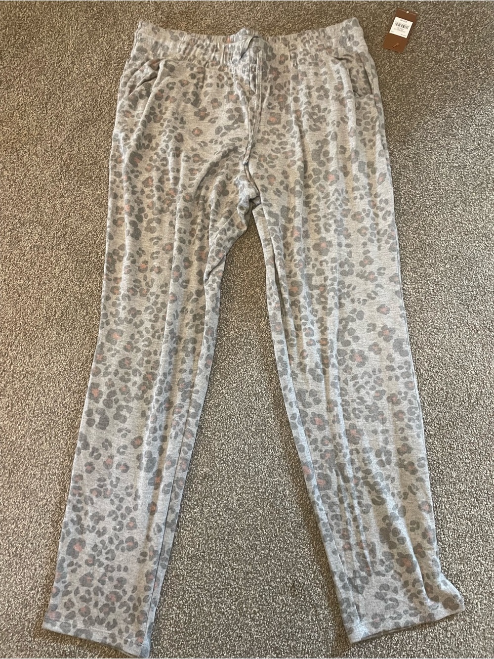 Cat & Jack Gray Leopard-Print Joggers with Blush Accents